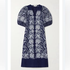 Sea New York navy blue puff sleeve cotton quilted dress size XS CUTE!